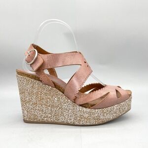 Pedro‎ Garcia Womens 38.5 8.5 Ailyn Scalloped Wedge Sandals Shoes Platform Heel